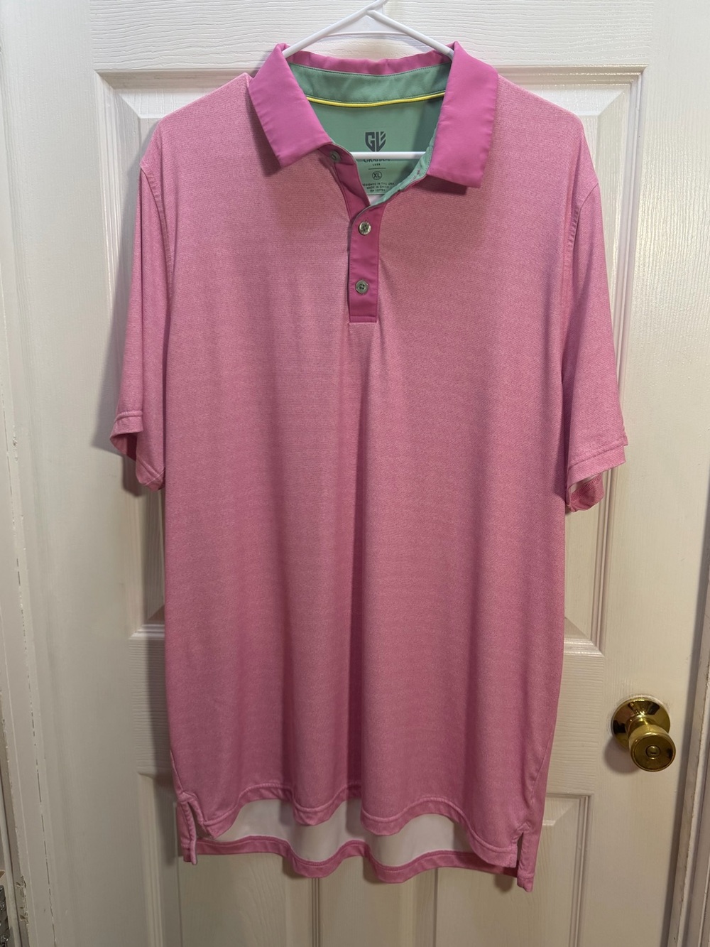 Men's Graham Luxe Pink Golf Polo with Contrast Inner Placket